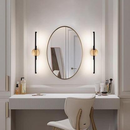 Modern Bathroom Light Fixtures Over Mirror 23.6 Inch, 18W 360° Rotatable Dimmable 4000K Led Vanity Light Bar, Black and Gold Bathroom Vanity Lights Above Mirror