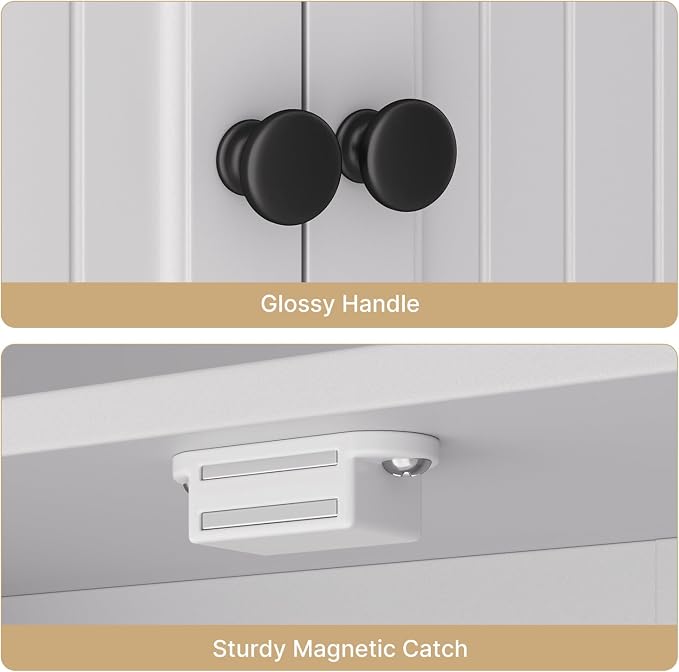 Ahomly Over The Toilet Storage Cabinet, with Five Doors, White | Over Toilet Bathroom Organizer with Adjustable Shelves, Above Toilet Storage Cabinet for Bathroom, Restroom, Laundry