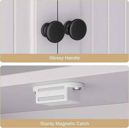 Ahomly Over The Toilet Storage Cabinet, with Five Doors, White | Over Toilet Bathroom Organizer with Adjustable Shelves, Above Toilet Storage Cabinet for Bathroom, Restroom, Laundry