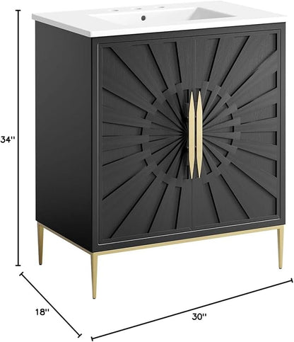 Modway Awaken Bathroom Vanity Cabinet, 30", White Black
