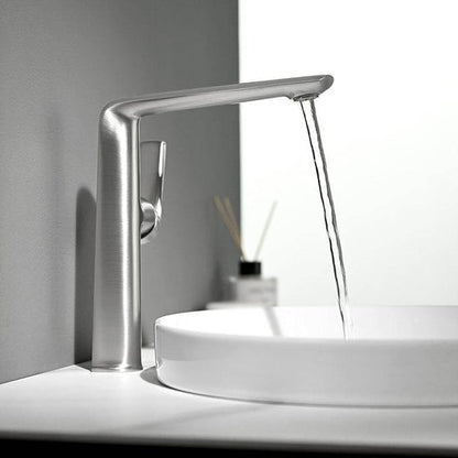 BiaoTeng Bathroom Sink Faucets One Hole Single Lever Handle High 2 Function Hot and Cold Brass Bathroom Sink Faucet Brushed Nickel