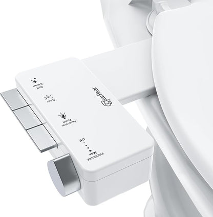 CLEAR REAR Bidet Attachment for Toilet Seat - Non-Electric with Self Cleaning Dual Nozzles, Leak Proof Connectors, Adjustable Water Spray, Rear & Feminine Wash - Hygienic Bathroom Upgrades