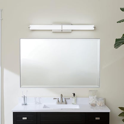 Kichler LED Linear Bath Light, Brushed Nickel | Integrated LED vanity light with white acrylic diffuser (37.5" x 4.75" x 4.5"), 11147NILED