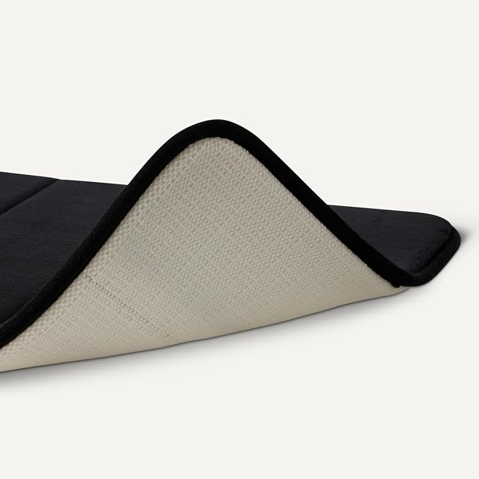 Amazon Basics Absorbent & Fast Dry Plush Memory Foam Bath Mat, 17 x 24 in, Black