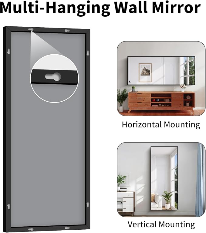 Koonmi Black Bathroom Mirror for Over Sink,Metal Framed 30"x71" Wall Mirror