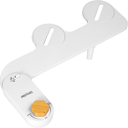 Bidet Attachments for Toilet Seat Non-Electric Cold Wash | Self-Cleaning Retractable Nozzle,Adjustable Water Pressure&Spray Angle,Fits Elongated & Round Toilet,Bamboo Knob,Easy Install
