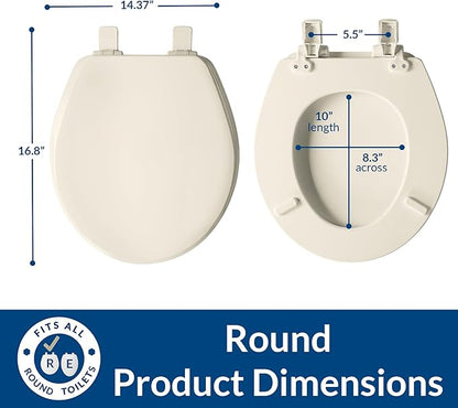 Bemis Ashland Modern Wood Toilet Seat with Decorative Edge, Slow Close, Secure Hinges, Made in USA, Round, Biscuit