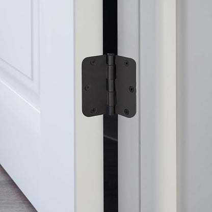 Design House Door Hinge, 3.5 in x 3.5 in, 5/8 in Radius, Interior, Rounded Steel, Removable Pin, Pre-Lubricated, Easy to Install, Matte Black Finish, 9 Pack, 191148