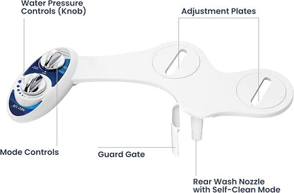 LUXE Bidet NEO 120 - Single Nozzle, Self-Cleaning, Non-Electric Bidet Attachment for Toilet Seat, Adjustable Water Pressure, Rear Wash (Blue)