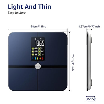 Posture Body Fat Scale, Extra Large Display Digital Bathroom Wireless Weight Scale Composition Analyzer with Heart Rate Heart Index & Body Shape Index with Free APP 400Lb Black