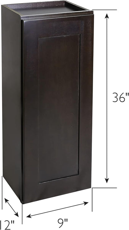 Brookings Shaker Fully Assembled Wall Kitchen Cabinet W936, 9 W x 12 D x 36 H, Brown, Solid Wood, Design House, 586495