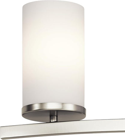 Kichler Crosby 23" Vanity Light in Brushed Nickel, 3-Light Contemporary Bathroom Light with Satin Etched Cased Opal Glass, (23" L x 8.75" H), 45497NI