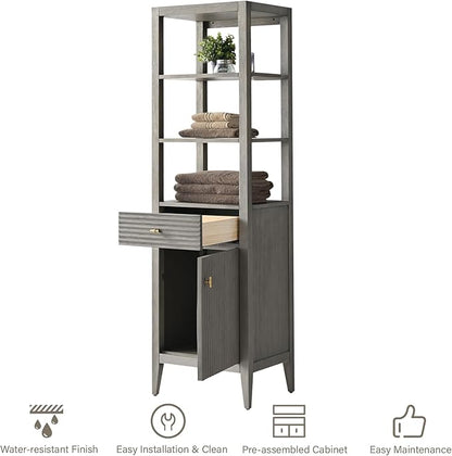 HOMEBEYOND Bathroom Vanity with Storage Cabinet & Shelves, Free-Standing Vanity with Soft-Closing Doors, Golden Brushed Handware, Driftwood Gray,