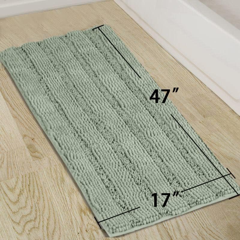 Turquoize Bathroom Runner Rug 17"x47", Soft Absorbent Chenille Bath Rug