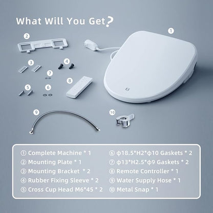 Z1 Bidet Toilet Seat, Bidet Attachment for Toilet Warm Water, Elongated Heated Toilet Seat with Quite Close, Electric Smart Air Dryer, Customizable Washing Modes for Ultimate Comfort