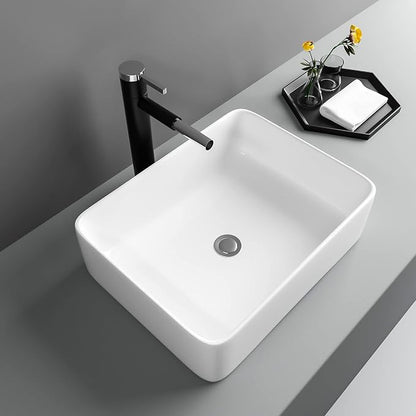 19"x15" Vessel Sink Rectangule Bowl Sinks for Bathrooms White Vessel Sink Above Counter Rectangular Ceramic Vessel Bathroom Sink Porcelain Lavatory Vanity Sink Basin