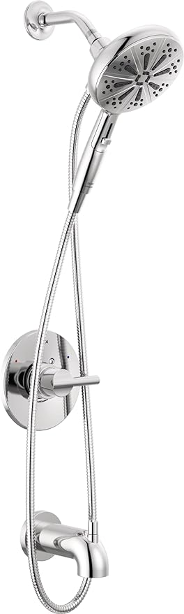 Delta Nicoli 14 Series Chrome Bathtub Shower Faucet Set with Handheld Shower Head, Valve Trim Kit, Chrome 144749-HS (Valve Included)