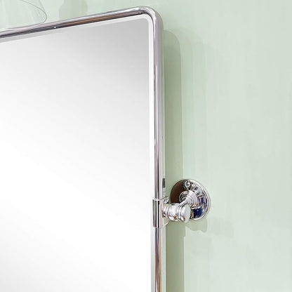 TEHOME Pivot Mirror Chrome Tilt Bathroom Vanity Mirror Black Metal Framed Rectangle Horizontal Tilting Beveled Vanity Mirrors, Overall 44.12 x 30 inches (Mirrror 40 x 30 inches)