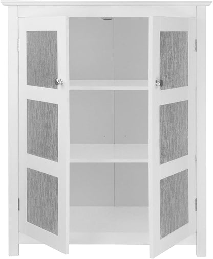 Elegant Home Fashions Connor Floor Cabinet with 2 Glass Doors | Adjustable Shelf