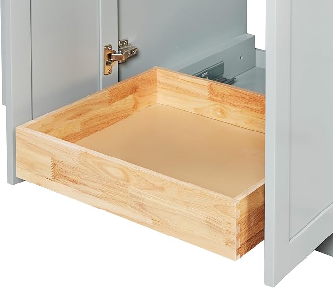ARIEL Loren 60-inch Bathroom Vanity Base Cabinet,Solid Wood, 4 Soft Closing Doors, 3 Dovetail Drawers, Grey