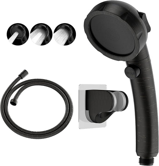 RV & Camper High Pressure Handheld Shower Head with Pause Button | 3 Spray Modes with ON/OFF Switch, Detachable Dog Shower Attachment, Pet Shower Wand with Bracket & Hose, Oil-Rubbed Bronze