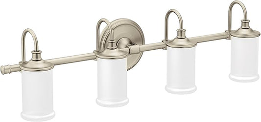 Moen YB6464BN Belfield 4-Light Dual-Mount Bath Bathroom Vanity Fixture with Frosted Glass, Brushed Nickel