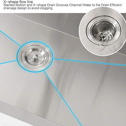 30 Inch Drop In Kitchen Sink Splash Guard Workstation - VOKIM 30 Inch Drop In Sink Stainless Steel Single Bowl 16 Gauge 10'' Deep Handmade Kitchen Sink with Cutting Board& Strainer