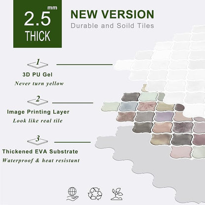 STICKGOO Pink Arabesque Peel and Stick Tile, 12”X12” Self-Adhesive Kitchen Backsplash, Stick on Wall Tiles (Pack of 10, Thicker Design)