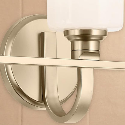 Kichler Gioe 24.25" 3-Light Vanity Light with Opal Glass in Champagne Bronze, Damp Rated, for Bathroom, Powder Room, Over a Mirror, (24.25" W x 10.5" H), 55226CPZ