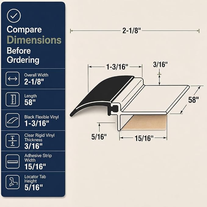 Prime-Line 650-1010 Restroom Door Privacy Cover, Black, 2-1/8 x 58 In., Rigid Plastic and Flexible Vinyl Restroom Stall Gap Filler, Provides Privacy, Easy to Install Self-Adhesive (Single Pack)