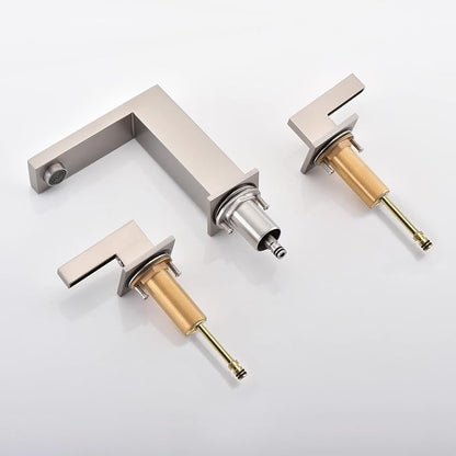 sumerain 8 Inch Widespread Brushed Nickel Bathroom Faucet 2 Handles Lavatory Faucet with Quick Install Hose