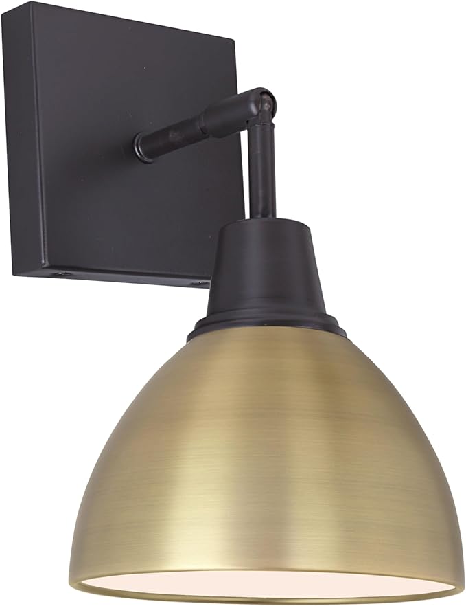 Aspen Creative 62501-11, One-Light Metal Bathroom Vanity Wall Light Fixture, 6" Wide, Transitional Design in Bronze