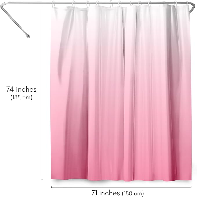 Americanflat 71x74 Pink Ombre Shower Curtain - Water-Resistant Long Shower Curtain with Durable Metal Grommets and 12 Hooks - 100% Polyester