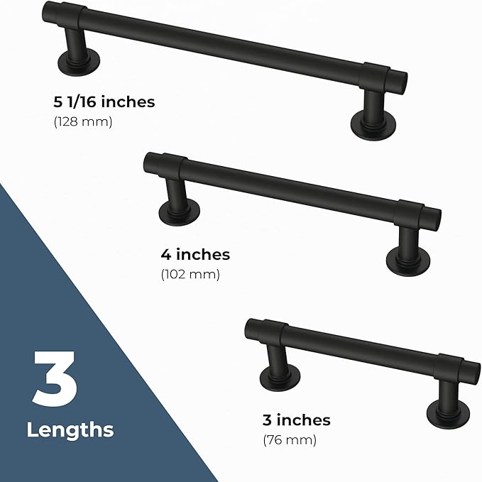 Franklin Brass Francisco (5-Pack) Cabinet Handles 3" Hole Center Pulls | Matte Black Hardware Kitchen Door, Drawers, Dressers, Furniture P29520Z-FB-B1