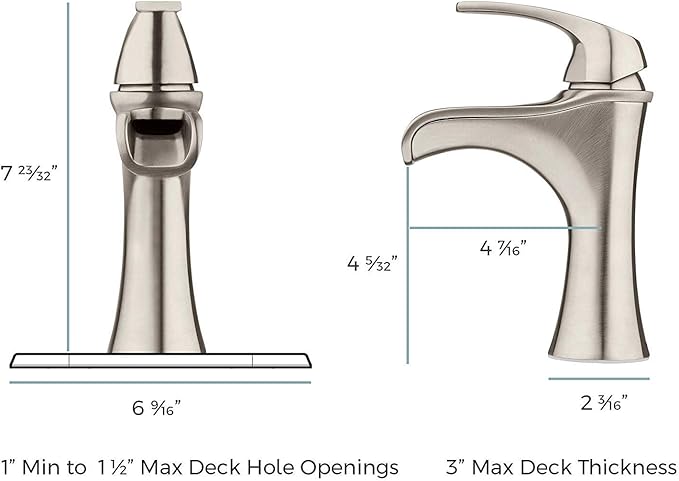 Pfister F042JDKK Jaida Single Control 4" Centerset Bathroom Faucet, Brushed Nickel