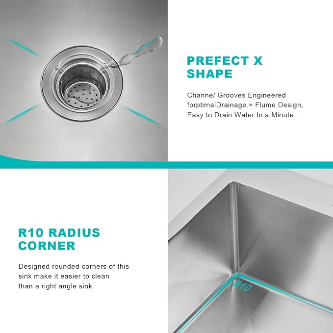 28x18 Inch Drop-in Kitchen Sink 18 Gauge Stainless Steel | Single Bowl Single Hole Topmount Sink with Brushed Finish, 28"x18"x9" Large Basin for Family Kitchen, Bar and Prep Area