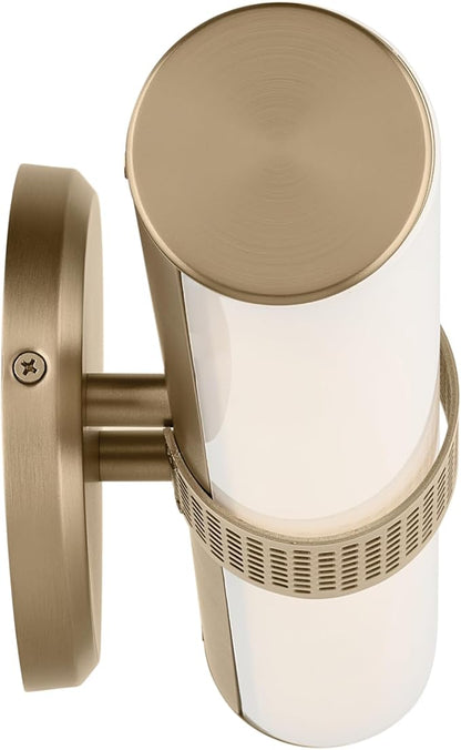 Kichler Sashi 24.25" LED Medium Bath Bar with White Glass in Champagne Bronze, Modern, for Vanity, Fireplace, Buffet, Hallway, Vanity Mirror, (24.25" W x 5" H) 55192CPZLED