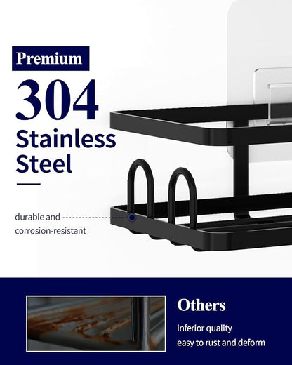 Kitsure Shower Caddy, Adhesive Shower Organizer, X-Large, Black | Stainless Steel Shelf for Inside Shower, No Drill Bathroom Organizers and Storage, Home Decor Accessories
