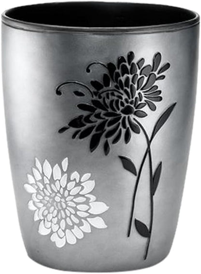 Popular Bath Erica Collection Grey Resin Trash Can, 9" x 6" x 9.5"