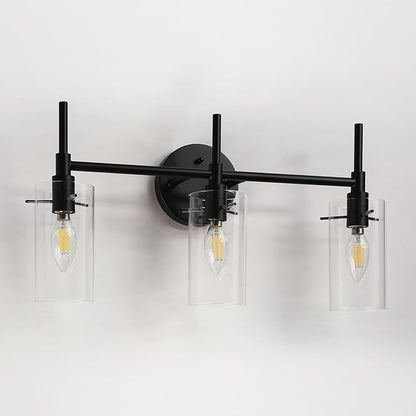 classy leaves 3 Light Bathroom Light Fixtures, Matte Black Bathroom Vanity Light, Modern Farmhouse Bathroom Lights Over Mirror, Black Bathroom Wall Lights with Glass Shades for Bedroom, Living Room