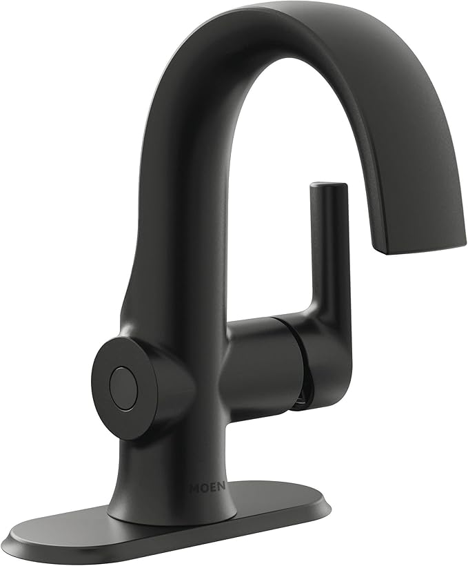 Moen Doux Matte Black Motionsense Wave Touchless Single Handle Bathroom Sink Faucet, S6910EWBL