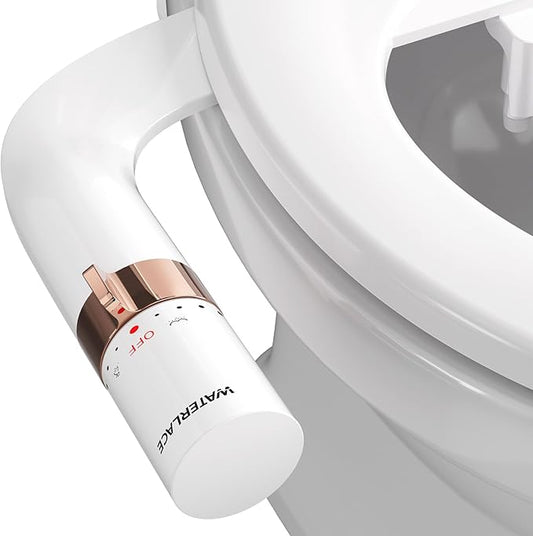 Bidet Attachment for Toilet, Dual Nozzle Bidet Toilet Seat, Non-Electric Ultra-Thin Bidets for Existing Toilets, Rear/Feminine Wash with Adjustable Water Pressure (Rose Gold)