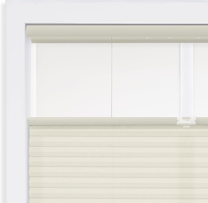 DEZ FURNISHINGS Cordless 1" Light Filtering Top Down Bottom Up Cellular Shade, 62"W x 72"H, Alabaster