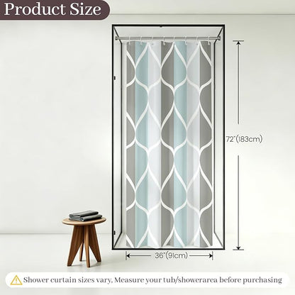 Gelbchu Grey Blend Geometric Shower Curtain for Bathroom, 36x72 Inch | with Hooks, Premium Polyester, Quick Dry, Water Repellent, Machine Washable, Rustproof Grommets, Modern Minimalist