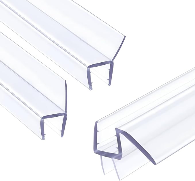 Shower Door Seal Strip Kits Set of 3 Polycarbonate Include 2 PCS 76" Side Seals and 1 PCS 36" Bottom Seal for 3/8"(10mm) Thick Glass