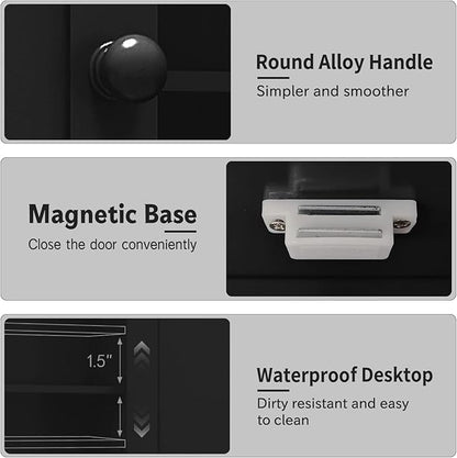 TaoHFE Black Bathroom Over The Toilet Storage Cabinet,Wall Medicine Cabinet Organizer with 2 Door Adjustable Shelves,Wooden Modern Bathroom Shelves Wall Mounted Laundry Room