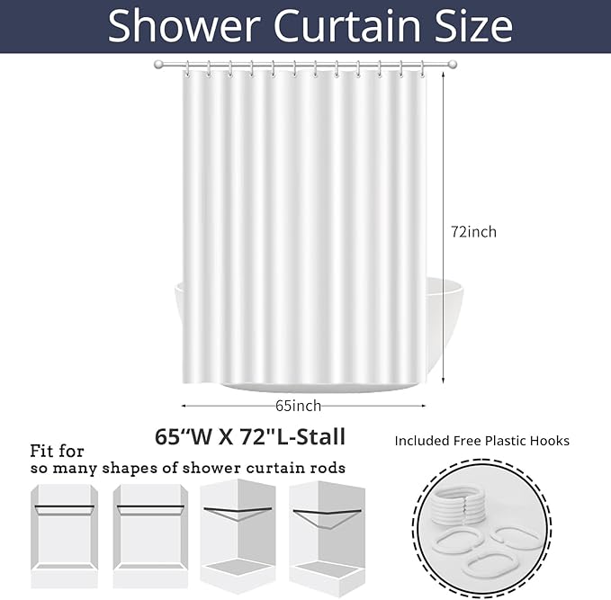Nautical Coastal Shower Curtain, Pink Green Purple Ocean Beach Seashell Starfish Themed Bathroom Curtain Waterproof Fabric Machine Washable with Hooks, 65" Wx72 L