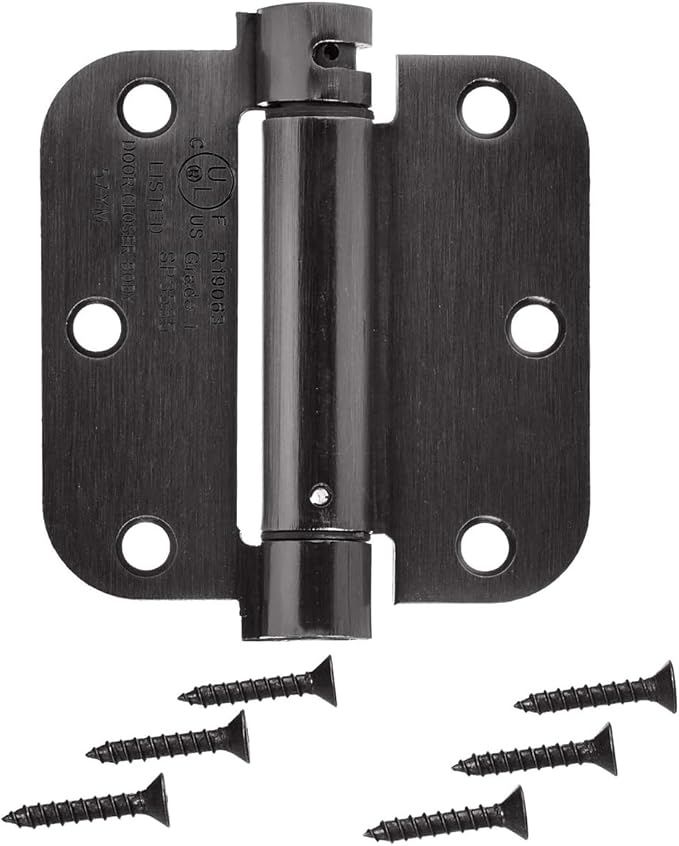 Amazon Basics Self-Closing Door Hinge, 3.5 Inch x 3.5 Inch, Oil-Rubbed Bronze, 1-Piece, Hardware Included