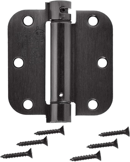 Amazon Basics Self-Closing Door Hinge, 3.5 Inch x 3.5 Inch, Oil-Rubbed Bronze, 1-Piece, Hardware Included