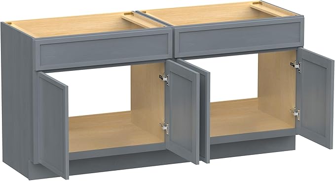 Vanity Art 66 Inch Bathroom Vanity Base Cabinet Double Sink Top (Without Sink), Soft Closing Door, Storage Unassembled Cabinet, Smoke Grey, 2ea 33 Inch Cabinet Combo